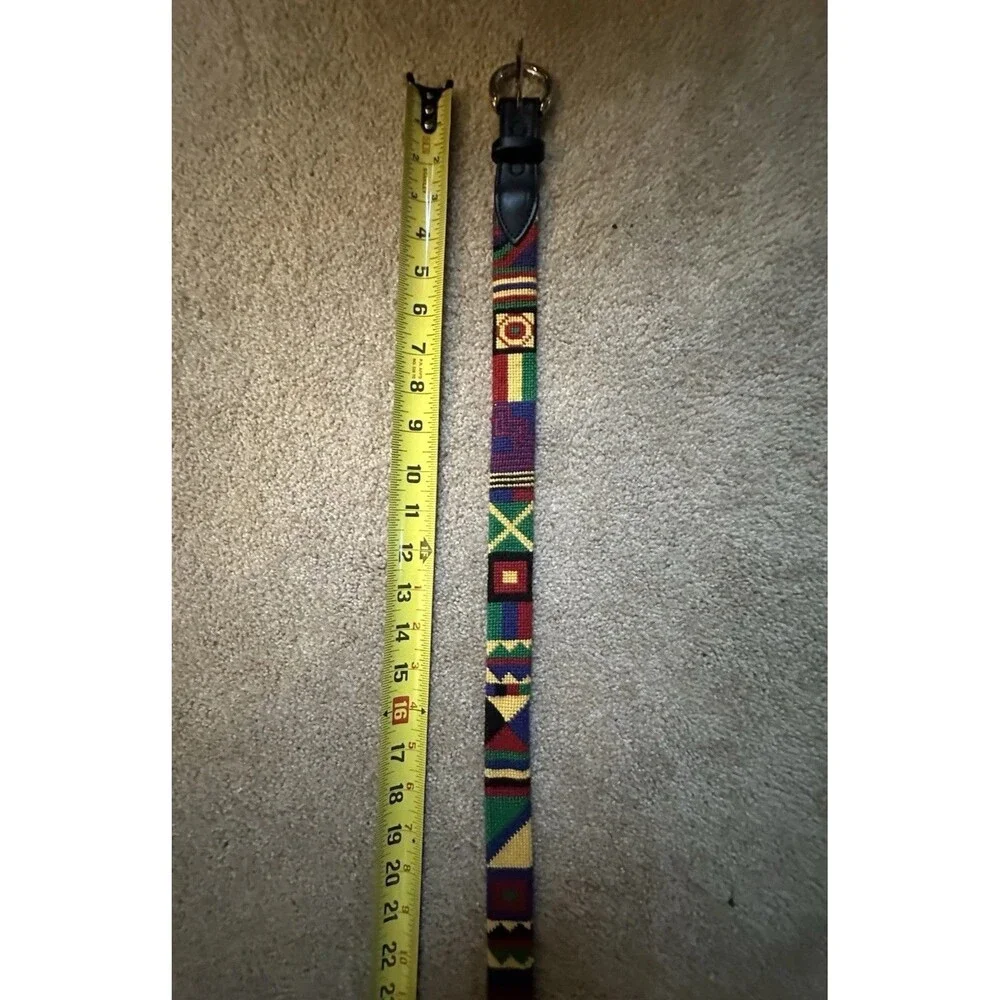 Tapestry Handwoven Guatemalan Leather Belt Around 32”
